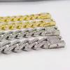 Hip Hop Hipster Cuban Chain Diamond Bracelet, 12mm Rhombus Hand Necklace, Male and Ladies Hiphop Personalized Hip Hop Necklace