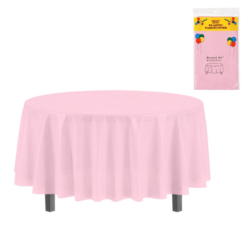 Lantuan Disposable Solid Color Round Plastic Tablecloth