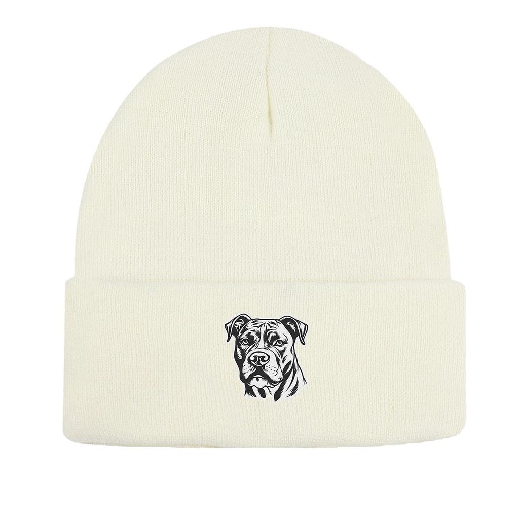Cute Dog Winter Knitted Hat Beanie, Animal Man Cap Warm Versatile Casual Pompom Beanies Knit Cap Beanie