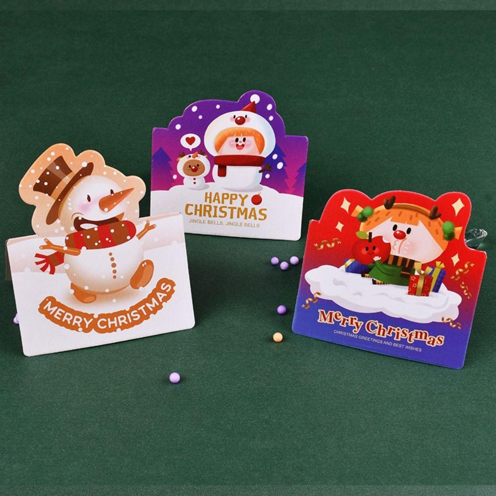 10pcs Handwriting Merry Christmas Greeting Cards Invitation Blessing Happy New Year Cards Thank You Folding Message Card