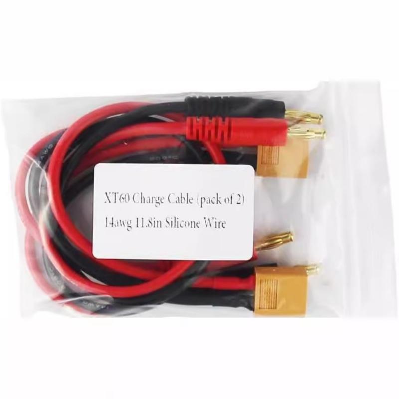 14AWG Silicone Charging Cable XT60 To 4mm Bullets Connectors 30cm Length For Car Models And Hobbys DIY Projects