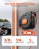 VEVOR Retractable Air Hose Reel, 30m x 9.5mm PVC Air Hose Max 300PSI, Enclosed Air-Compressor Hoses Reel Auto Rewind with 2m Lead in