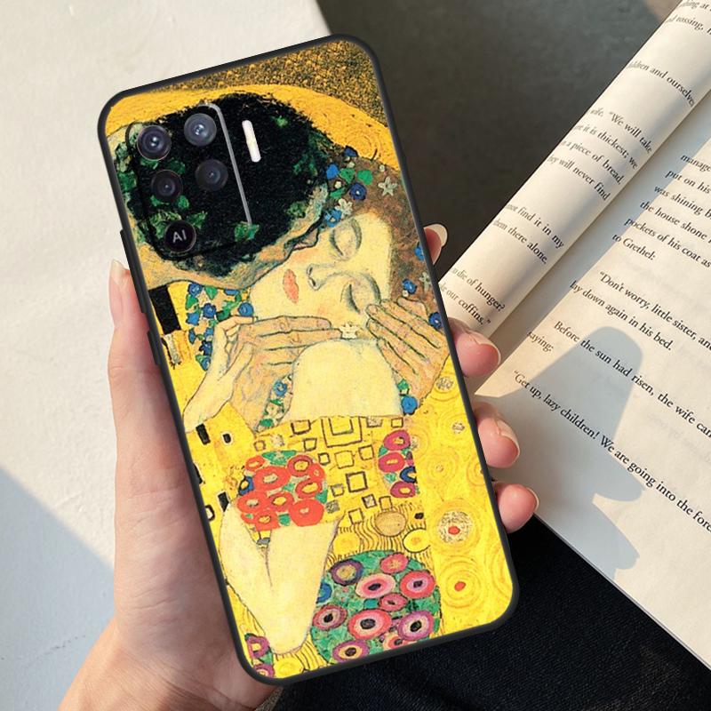 Gustav Klimt Kiss Art Case For Oppo A80 A60 A40 A78 A38 A18 A98 A58 A96 A76 A16 A94 A74 A54 A15 A17 A57 A77 A5 Pro