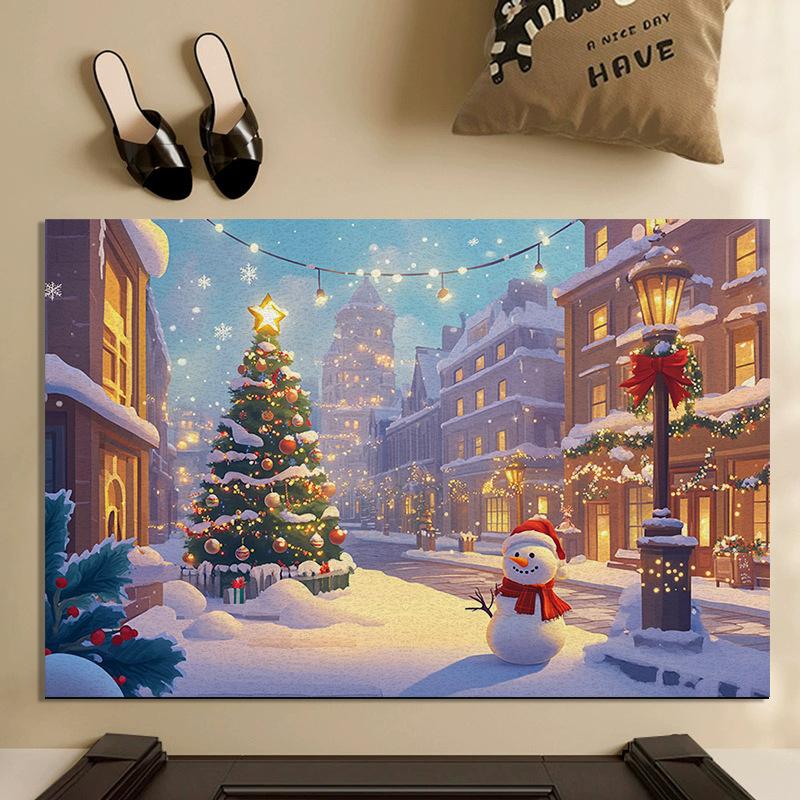 Entry Mat Entry Mat New Christmas Carpet Home Anti-slip and Dirt Can Be Cut Silk Ring Foot Mat
