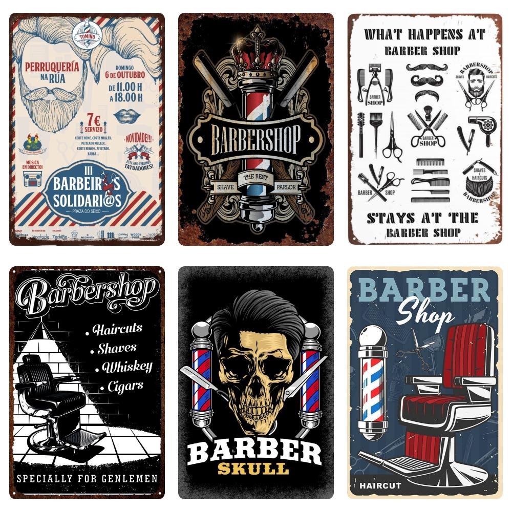 Hair Cutting Retro Plaque, Metal Signs, Barber Shop, Vintage Painting, Wall Posters, Bar, Pub, Shave & Haircut, Home Decor, WY28