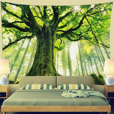 Extra Large Wall Tapestry for Bedroom Decoration Nature Forest Tree Landscape Dark Green