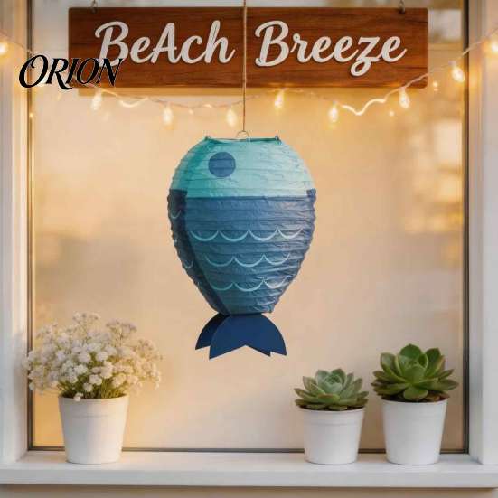 Paper Fish Hanging Lanterns Fish-Shaped Lantern, Ocean Theme Folding Lantern for Festival Party, Lightweight Decor Photo Backdrop, Birthday,