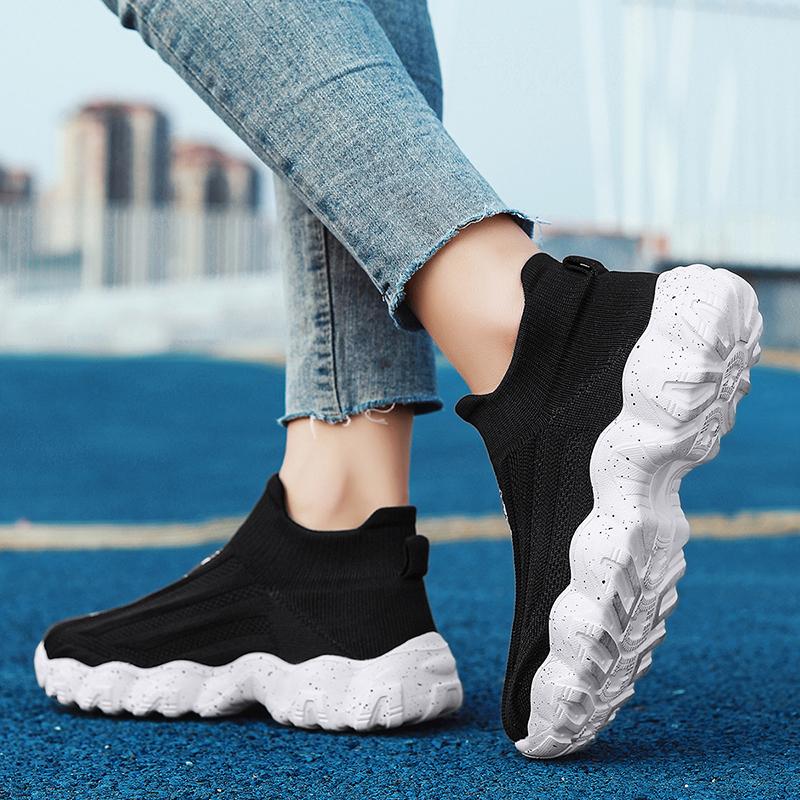 Men Shoes New Comfortable High-top Walking Shoes Women Lightweight Fashion Casual Sneakers Breathable Slip on Mens Loafers Black
