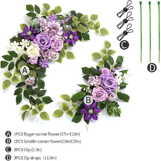 WEIERYUE(Pack of 2 Artificial Flowers Decorations, Wedding Flowers, Wedding, Banquet, Party, Reception Entrance Welcome Sign and Background