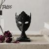 Dark Retro Art Sculptures 3D Printed Masked Woman Ornament, Matte Black Gothic Modern Interior Styling Figurine, Creative PLA Halloween for