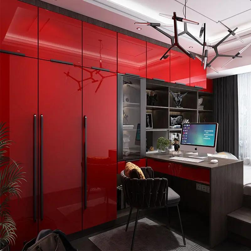 Bright Red Waterproof Wallpaper Old Furniture Refurbished Stickers Kitchen Cabinets Self-Adhesive Solid Color Wall Paper