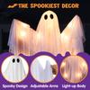 Joyfy 47inch Halloween Outdoor Hanging Ghost Decorations Light Up White Ghosts with Spooky Warm White Light for Halloween Party