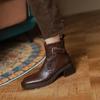 Damenschuhe im Angebot 2024 Neue Damenstiefel mit Seitenreißverschluss Frühling Herbst Quadratische Spitze Unifarben Kurzer Schaft Klobige Absätze Mode Stiefel