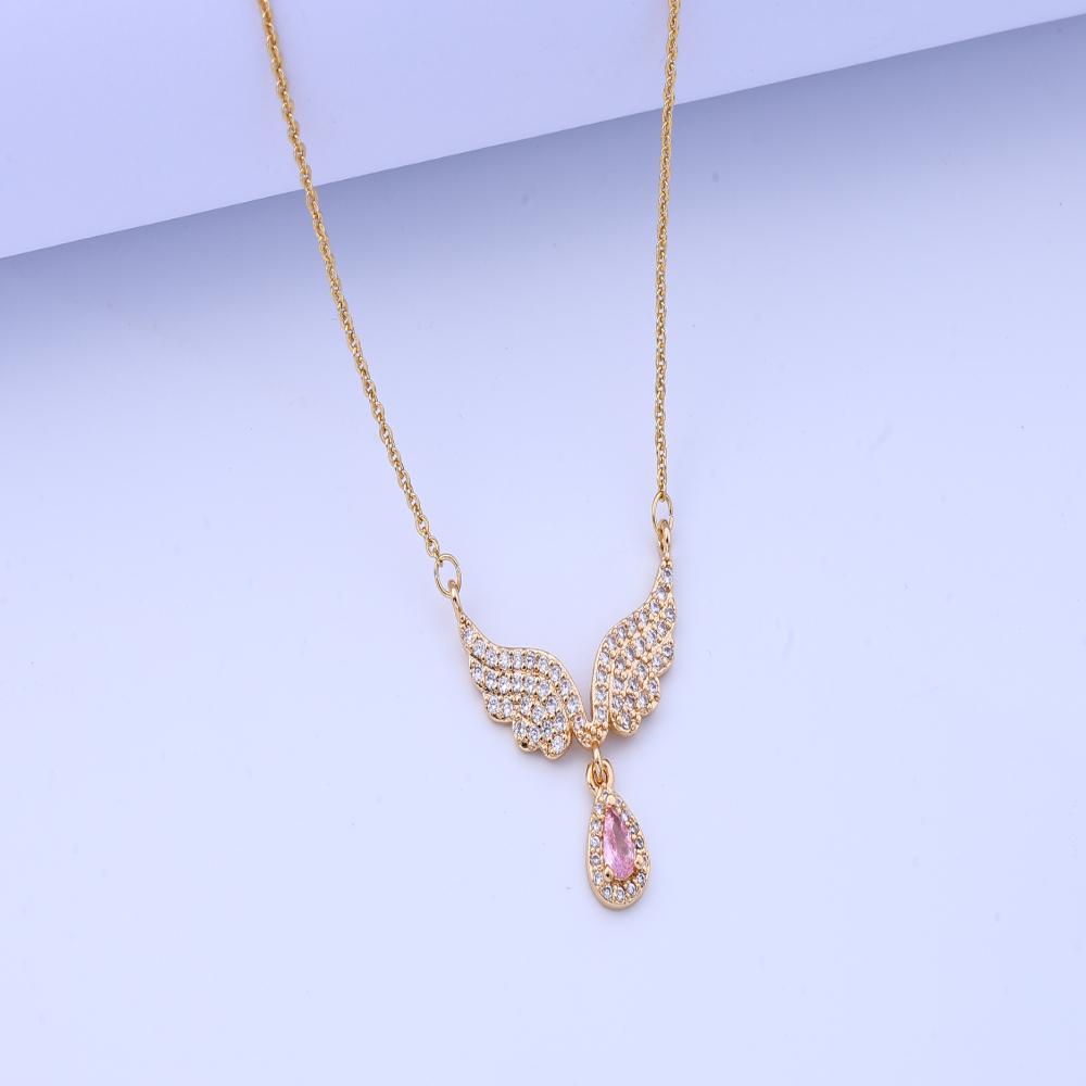 Copper gold-plated angel wings necklace women's high-end sense of light luxury, simple niche wing pendant, versatile fashion jew