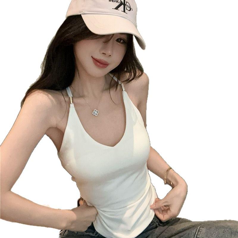 Korean Spicy Girl Sleeveless Halter Camisole Vest - Women's Slim Fit Summer Top with Beautiful Back Design