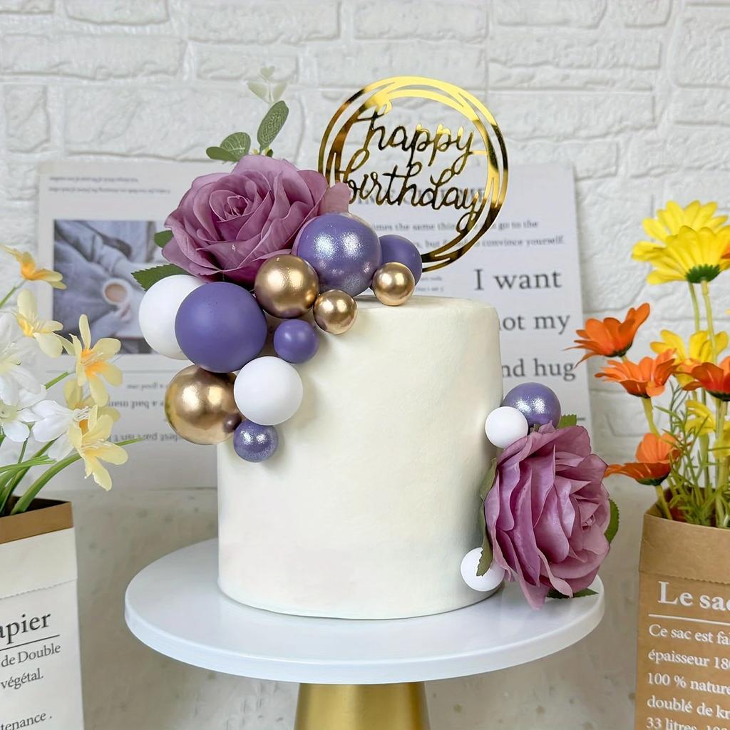 28 BUC Torturi Decorate Tort cu Flori Violet Aur Alb Boem La Mulți Ani Tort Decorat Nuntă