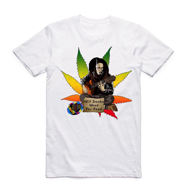 Fashion Men Print Bob Marley Reggae Rastafari Tshirt Oneck Short Sleeve Rasta Rastafarian 420 Weed Unisex Top Tee T Shirt