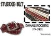 WING LEATHER Italian Leather Casual Belt, Genuine Leather, Cowhide, Studs, Men's, Black, White, Dark Brown, Red, 40mm, Distressed Finish, GTC004BK