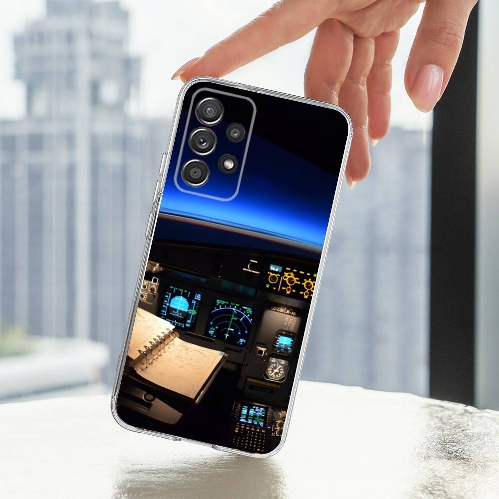 Aviation Cockpit Pilot Phone Case For Samsung A30,71,51,S9,10,20,Ultra,FE,Lite,S25,24,22,23,21,PIus,Transparent, Silicone