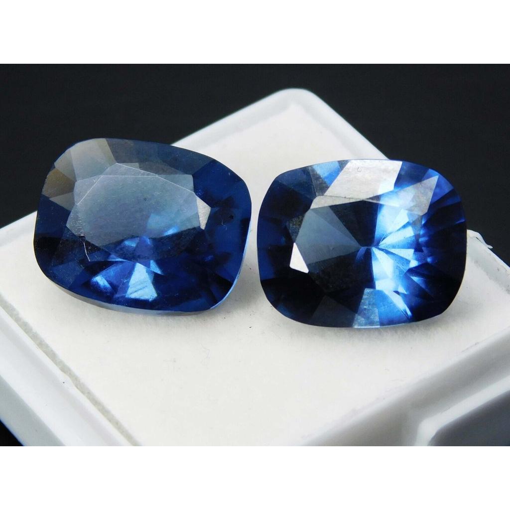 16.90 Ct NATURAL Sapphire BLUE Cushion Cut CERTIFIED Loose Gemstone Pair A-5185QQQ