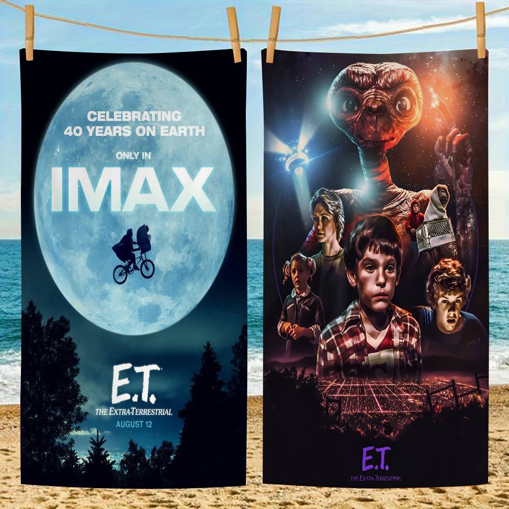 Movie E.T. The Extra-Terrestrial Anime Beach Swimming Towel Soft Absorbent Washcloth Children's for Kids Travel Camping Gym