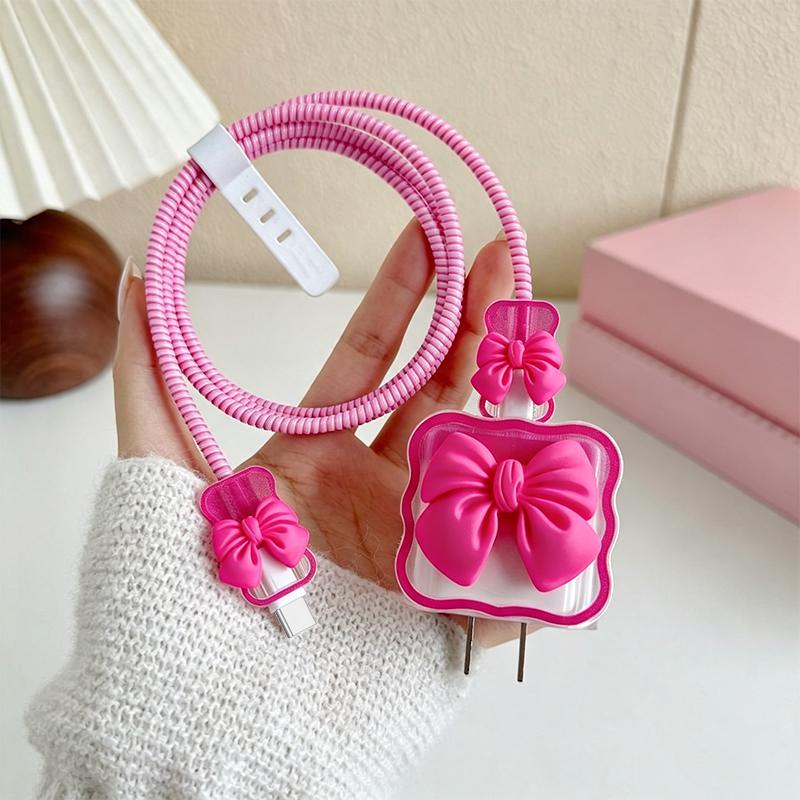 Cute 3D Heart Wavy Edge Charger Protector Set Wear Resistant Anti-Bend Cable Protector for Phone Charger Cords Office Use