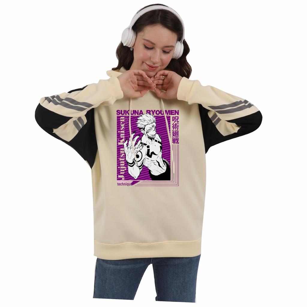 Jujutsu Kaisen Color Block Patchwork Fleece Hoodie for Men & Women