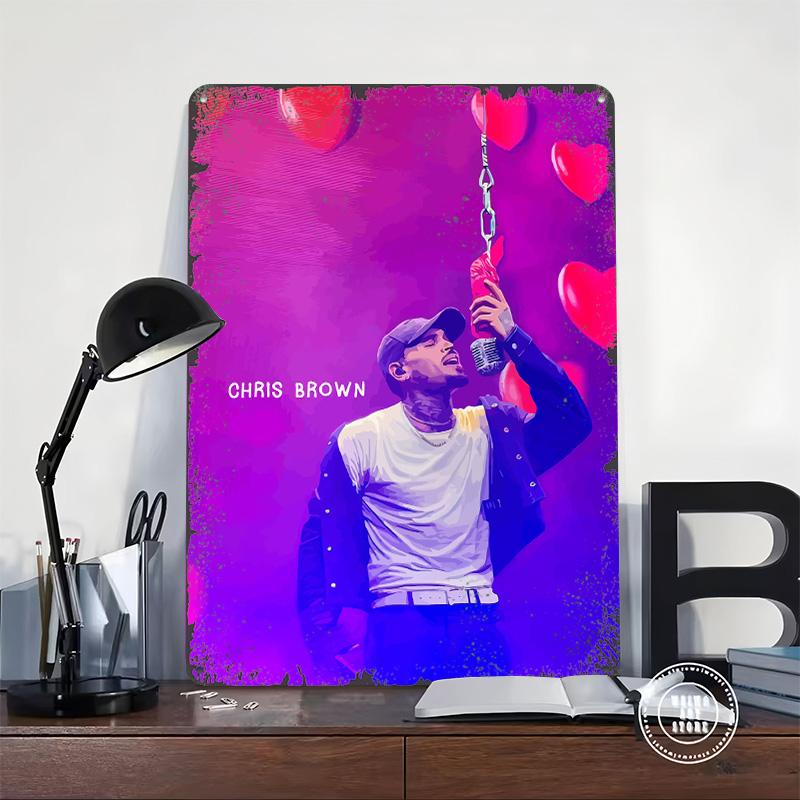 Chris Brown Music Printed Poster Customized Wall Art Retro Vintage Metal Tin Signs for Gaming Room Decoration At Home Man Cave