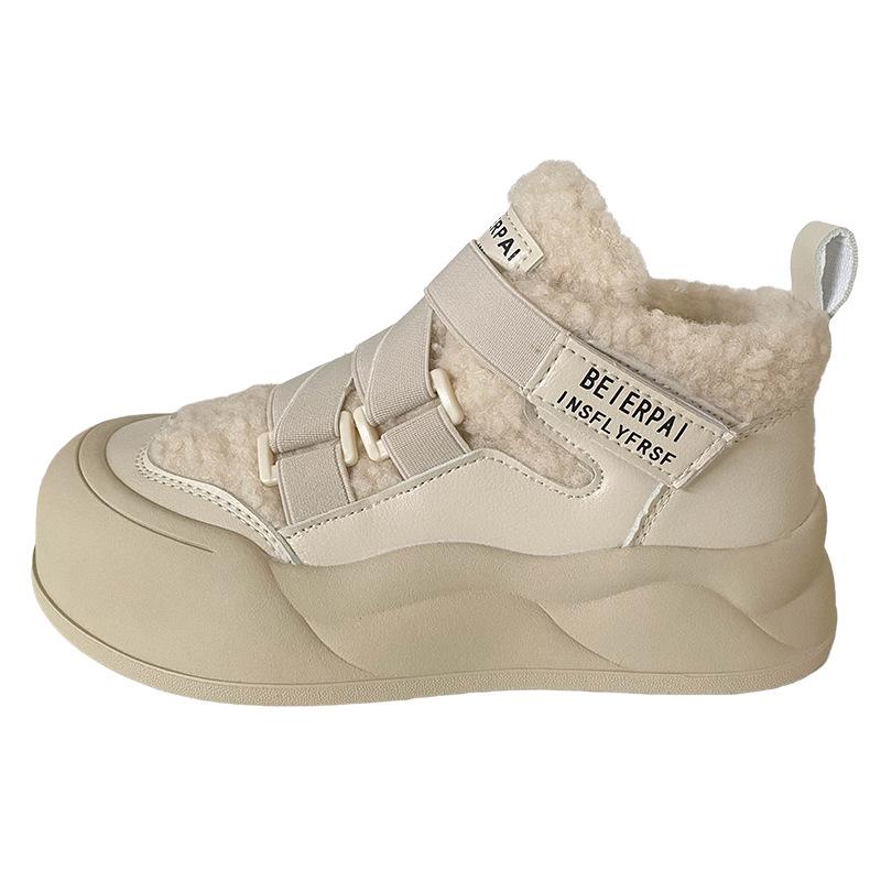 

LZ6026 флис/холодное погружение/овечий флис высокие маленькие белые туфли женская обувь кеды обувь для хлеба повседневная обувь зимние хлопковые туфли 40 бежевый
