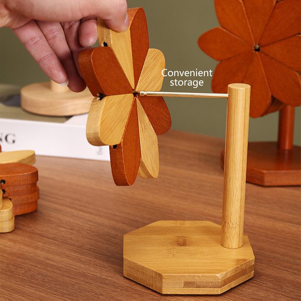 Wooden Trivets for Hot Dishes Decorative Windmill Shape Insulated Trivets Coasters for Cups Bowls Plates Hot Pots Pans