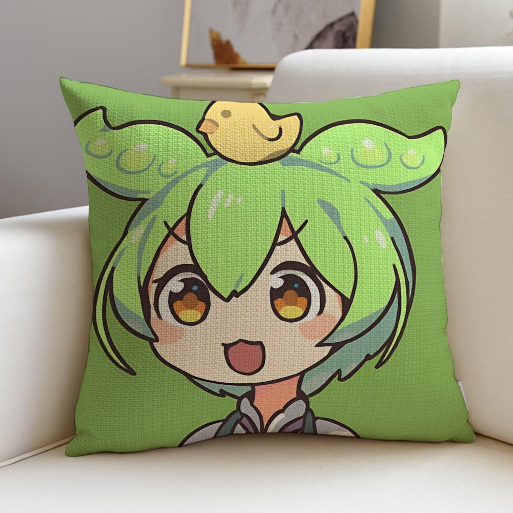 

Cute ZZundamonS Cushion Cover Breathable and skinfriendly linen pillowcase square removable and washable cushion 30X30cm