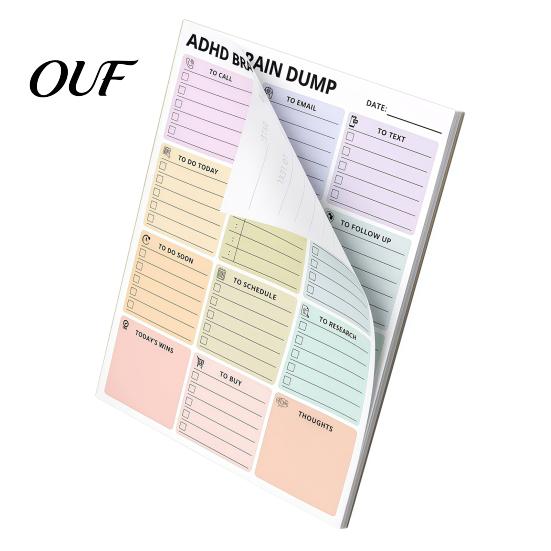 Tear Off Note Pad A5 Brain Dump Planner, Tear-off Daily Task with 50 Priority Organizer Sheet Sheets, Thickened Paper Notepad for Organizing Thoughts