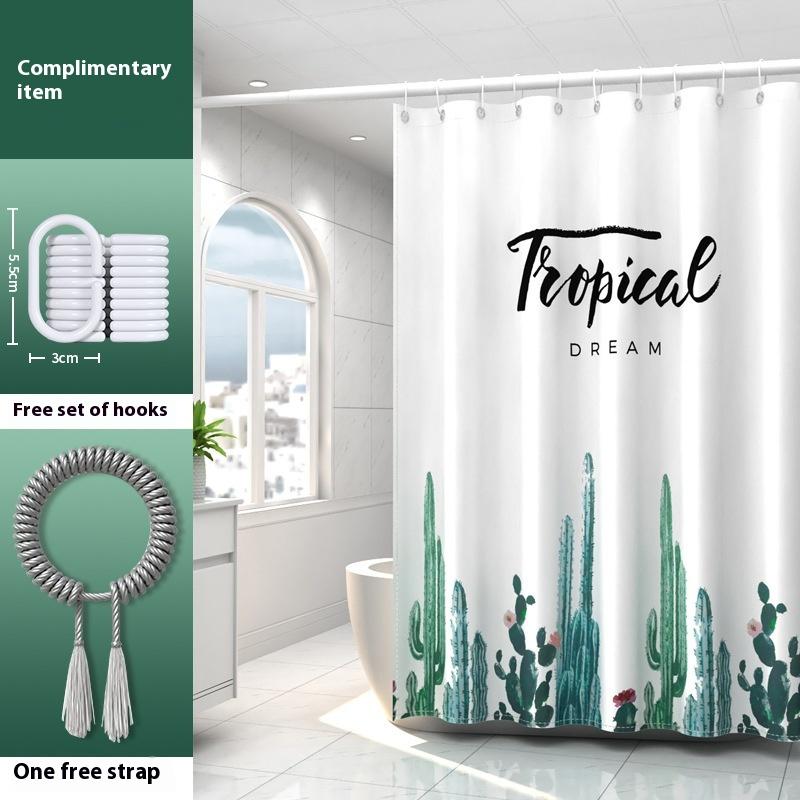 

Waterproof Bathroom Shower Curtain Mold-Proof No Need Drilling Holes Toilet Cover Curtain For Bathroom Shower Partition Curtain W60H190(CM)-1 Pcs