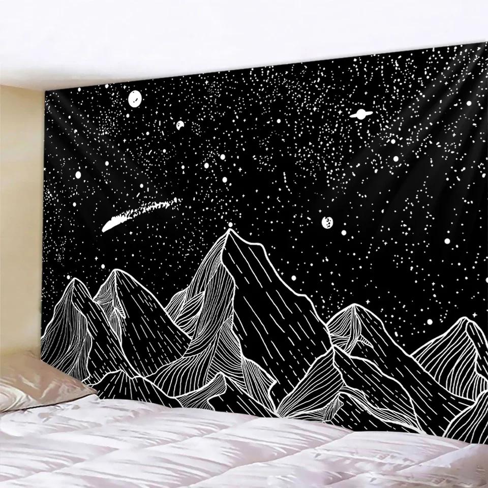 VIKAMA Dark Starry Sky Moon Tapestry Dreamlike Star And Moon Element Tapestry Bedroom Headboard InstagramStyle Decor Tapestry