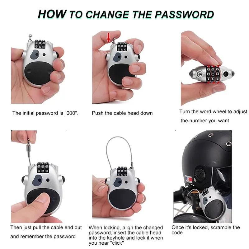 Bicycle Steel Cable Lock Retractable Wire Rope Anti Theft Mini High precision Password Lock Secure Padlock for Suitcase Helmet