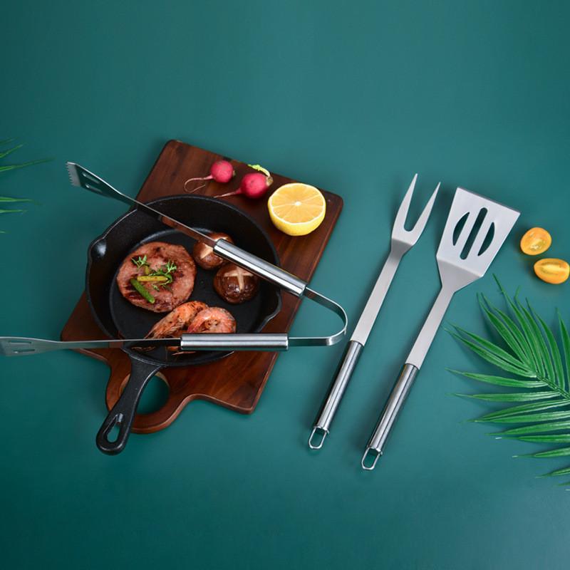 Modern Simplistic 3 Piece Stainless Steel Grilling Set Perfect For Bbq Steak And Korean Bbq