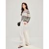 INMAN Women's Retro Striped Colorblock Cable Knit Cardigan
