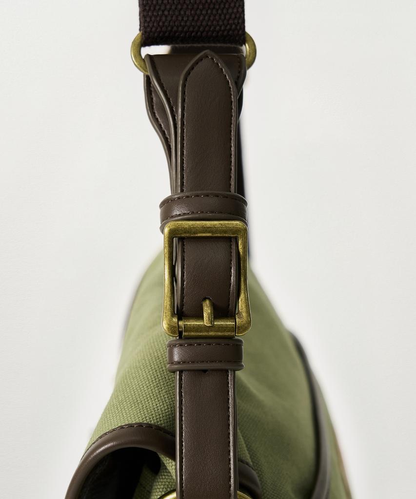 Borsa a tracolla in tela Satur Classic Kaki