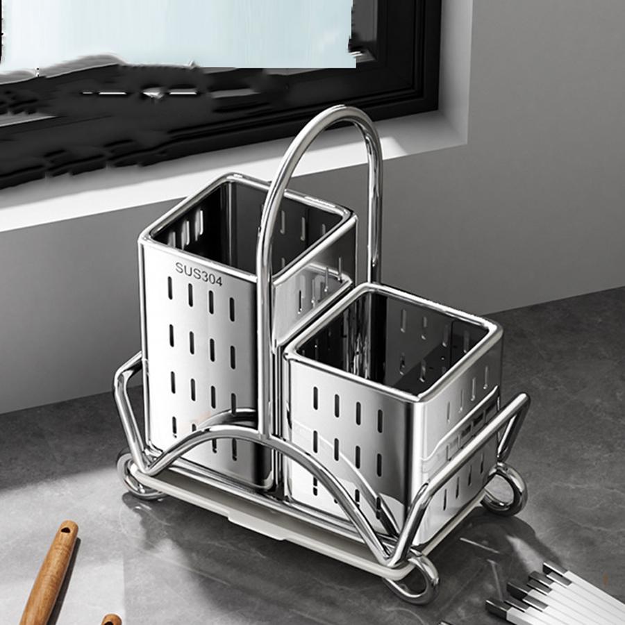 Kitchen Draining Storage Rack Stainless Steel Wall Mounted Organizer Holder For Chopstick Spoon Fork Practical Storage Bracket