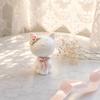 1/2Pcs Ceramic Bow Cat Figurine, Sitting Kitten Statue with Flower Decor, Mini Animal Desktop Ornament for Home Office