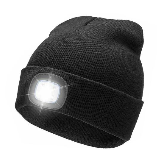 Unisex Beanie LED Flashlight Hat Warm Comfortable Woolen Yarn LED Hat with Light for Outdoor