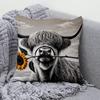 VIKAMA Highland Bovine Pillowcase Invisible Zipper Washable Pillowcase Living Room Sofa Cushion Cover Home Decor