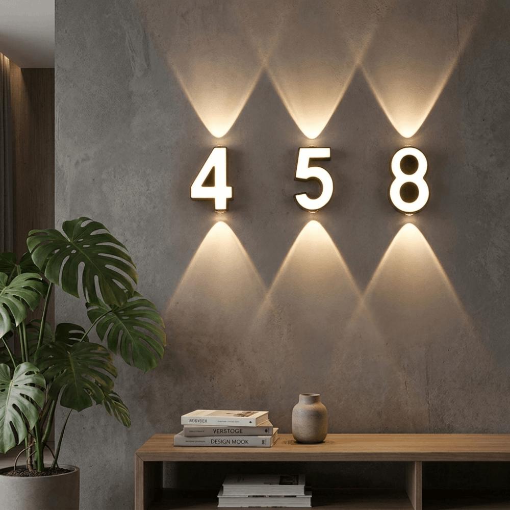 Minimalist Styling Nordic Modern LED Wall Light Simple Geometric Structure Waterproof House Number Plaque Lamp