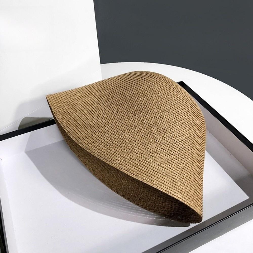 Fashionable Foldable Straw Hat Breathable Solid Color Sun Hat Hand Woven Japanese Style Bucket Hat for Travel