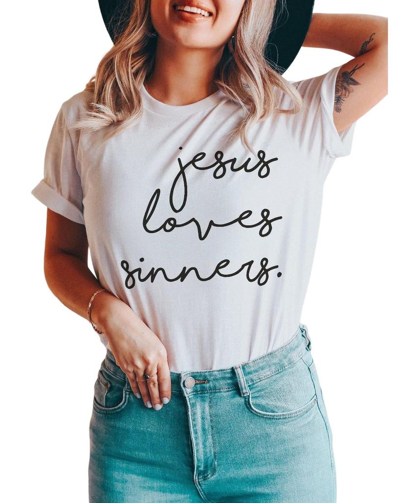 Azura Exchange Jesus Loves Sinners Funny T-Shirt