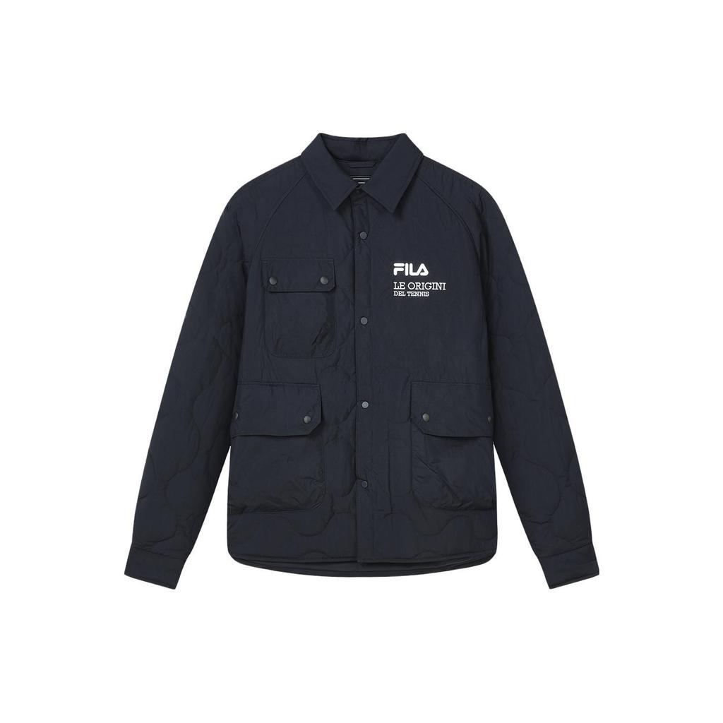 Fila Letter Logo Print Polo Casual Cotton Jacket Men Jackets Legendary-Blue F11M349910F-NV