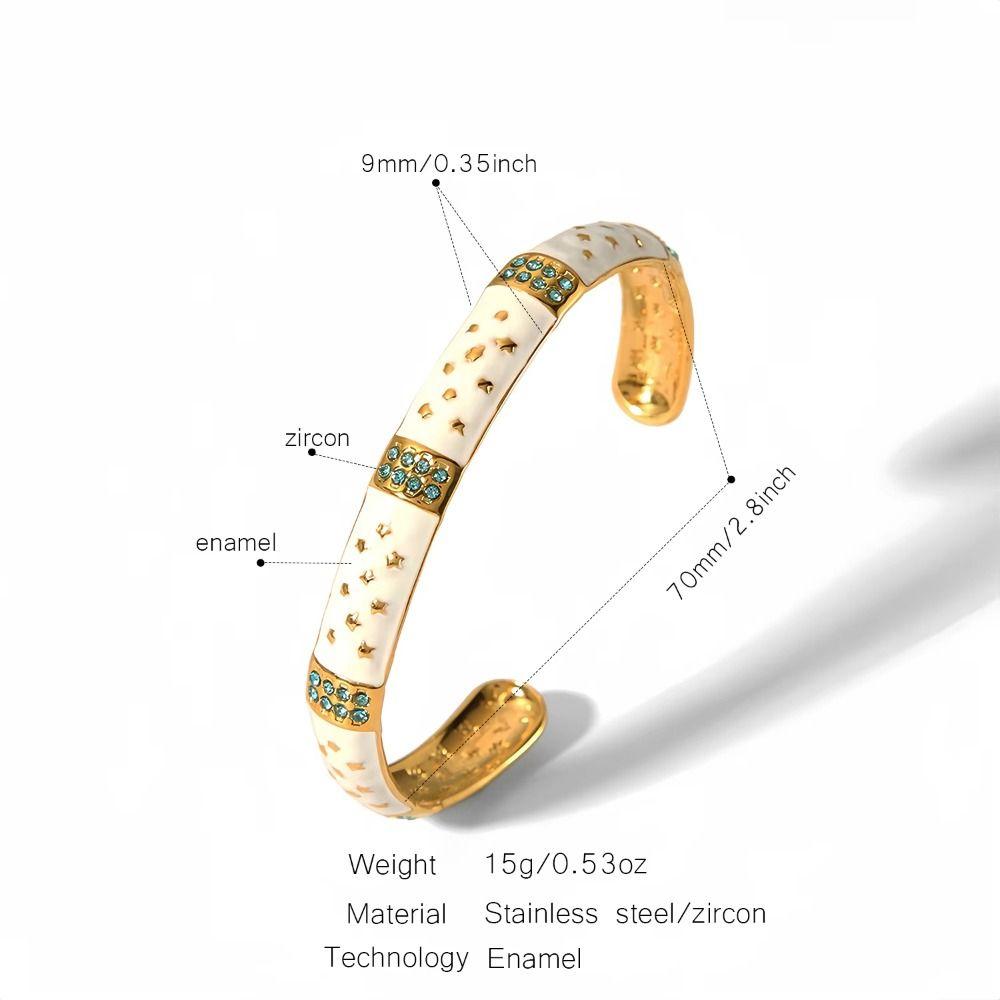 Oil Drip Design Women's Bangle Pink Green Rhinestone Demon's Eye Bracelets  Girls Gift