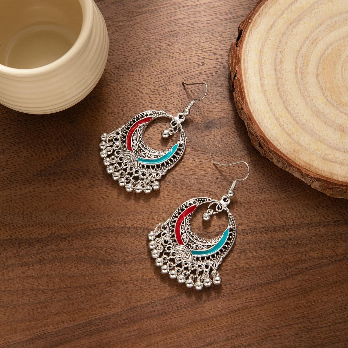 

Retro Ethnic Style Imitation Miao Silver Fringed Earrings Women S Bohemian Versatile Long Earrings Travel Photography Vacation Style Earrings