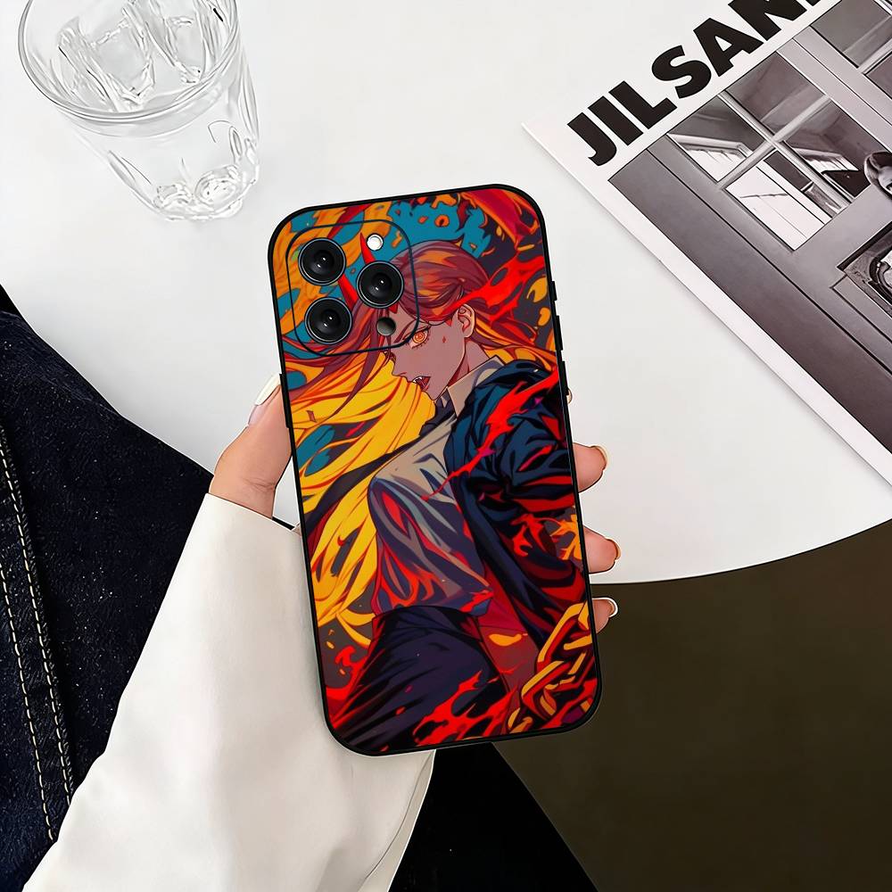 

Chainsaw-w Man P-Power Phone Case For iPhone 17, 16,15,14,13,12,11 Plus,Pro Max, Others Soft Black Cover iPhone16e