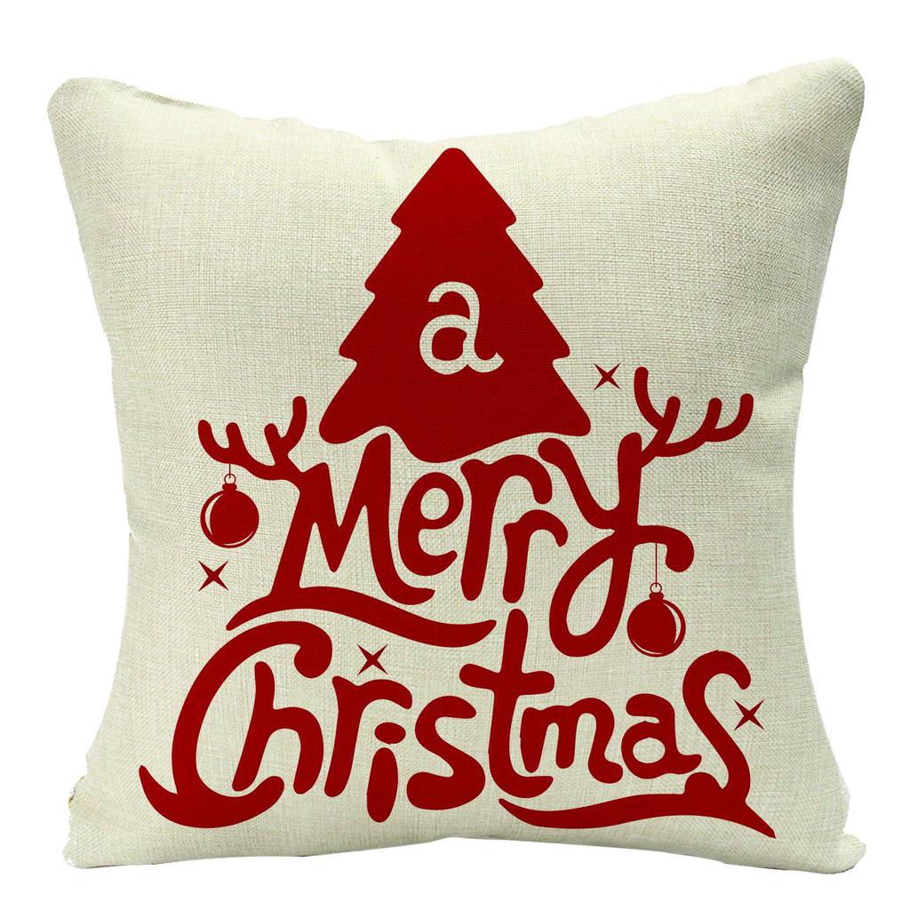 Christmas 40pcs Linen Pillowcase Festive Home Sofa Decoration Pillow Cushion Cover